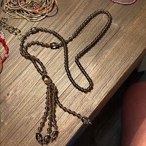 Elegant Brown Glass Beaded Necklace